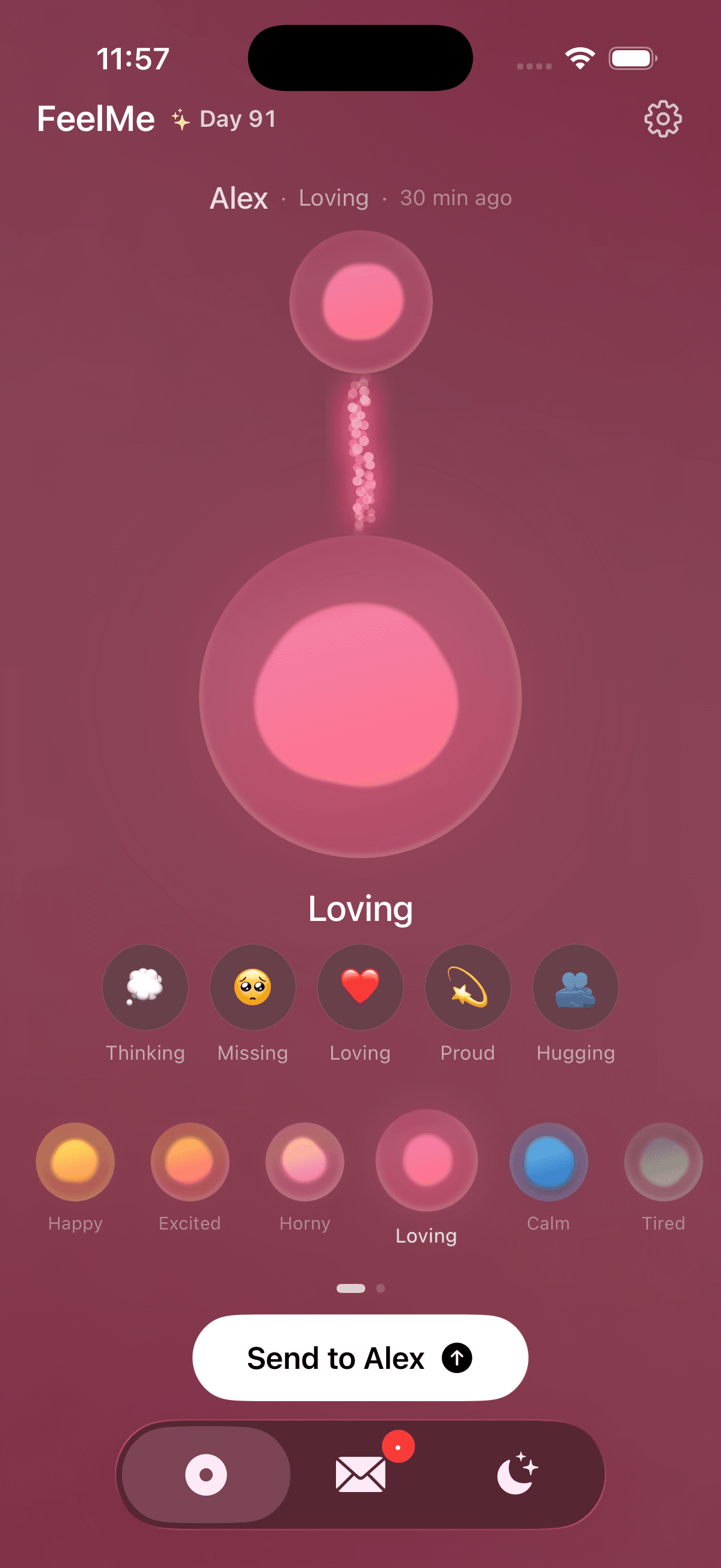 FeelMe app home screen