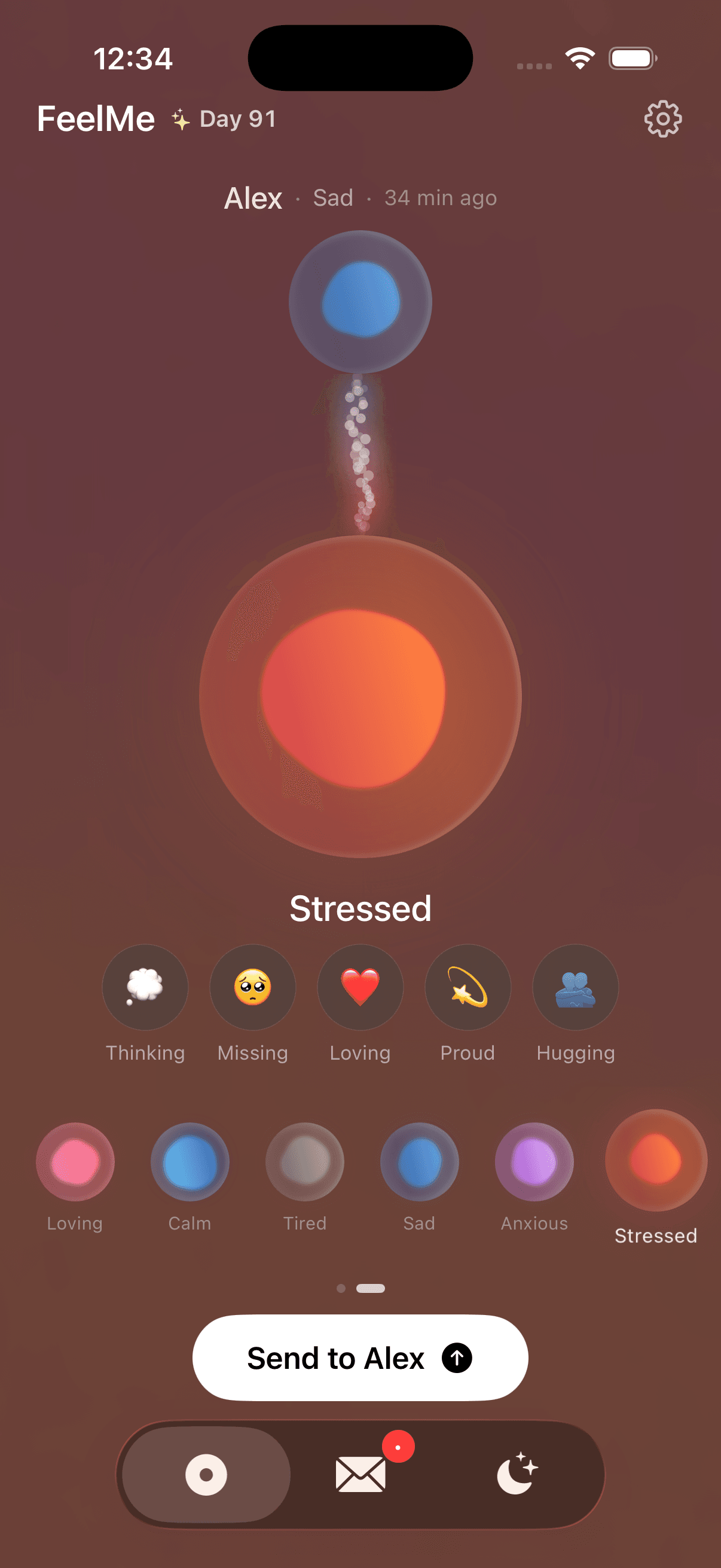 FeelMe orb on the home screen