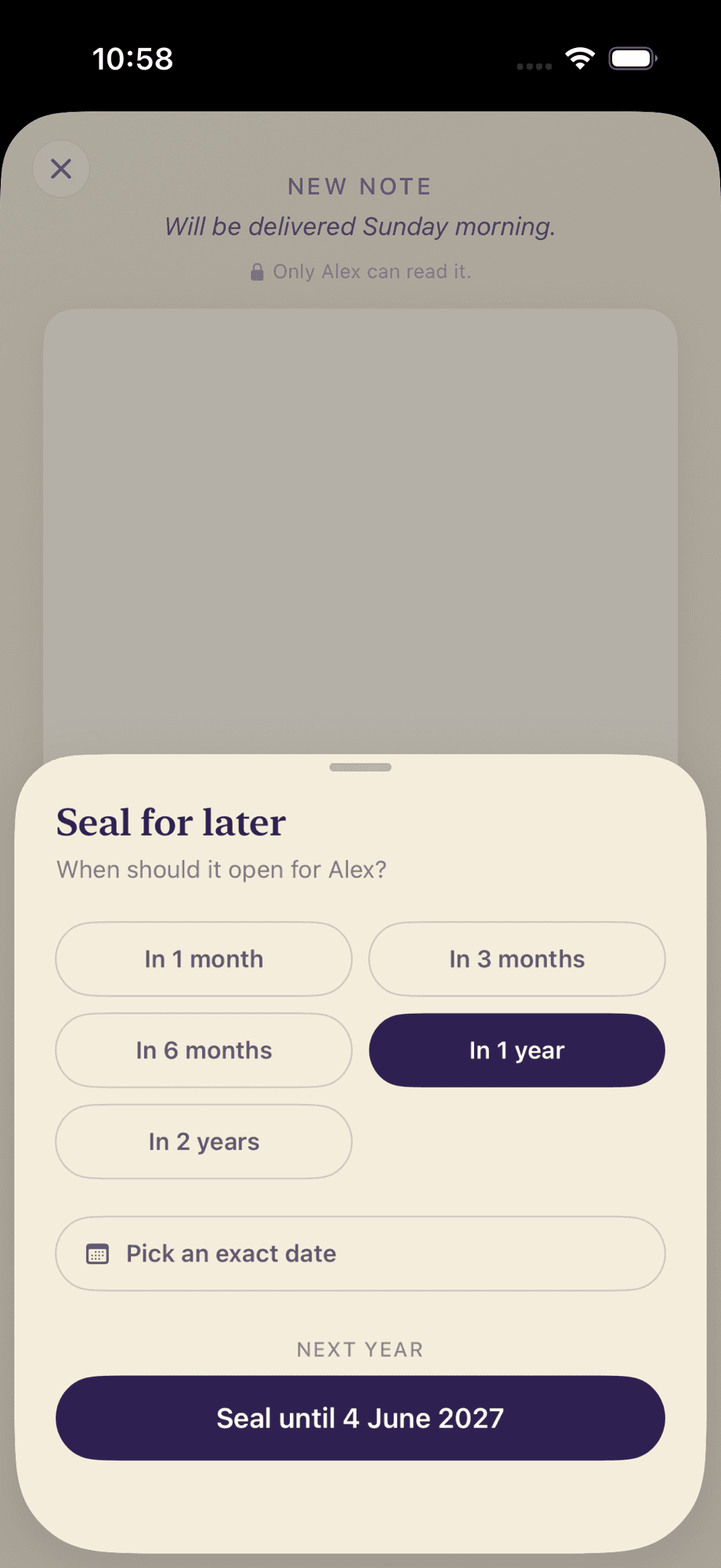 FeelMe Time Capsule: seal a letter for a future date