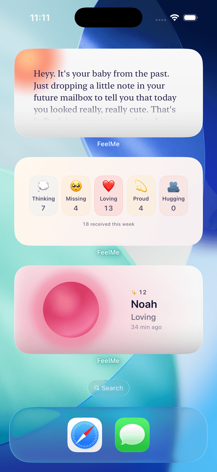 FeelMe widget on the iOS Home Screen